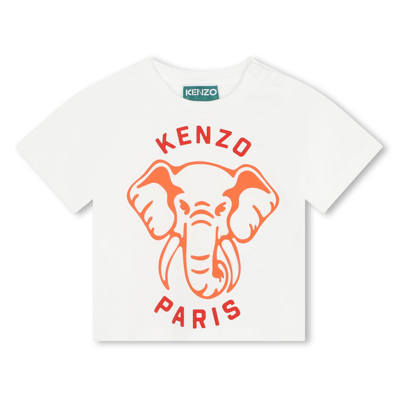 kenzo-k60169-12p-bg-Ivory Elephant Logo T-Shirt