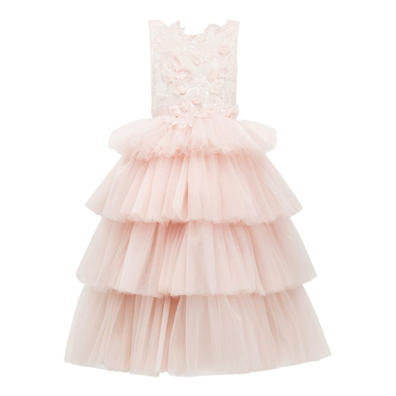 Pink Camellia Tiered Tulle Dress