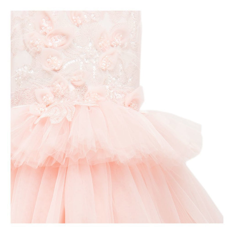 Pink Camellia Tiered Tulle Dress