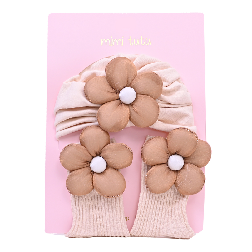 Brown Flower Beige Accent Gift Set