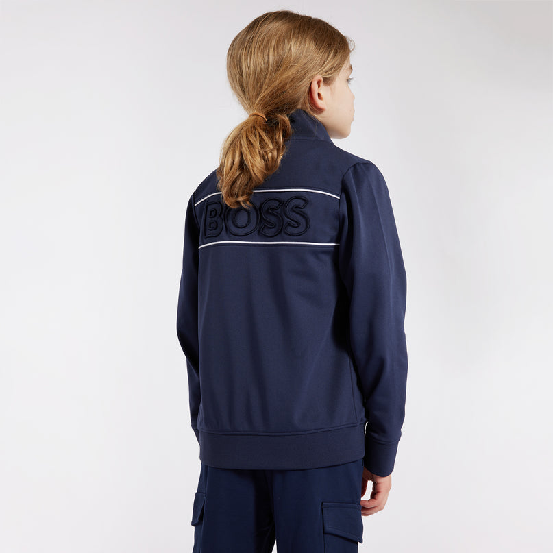 boss-j50699-849-kb-Navy Logo Zip Up Sweatshirt 