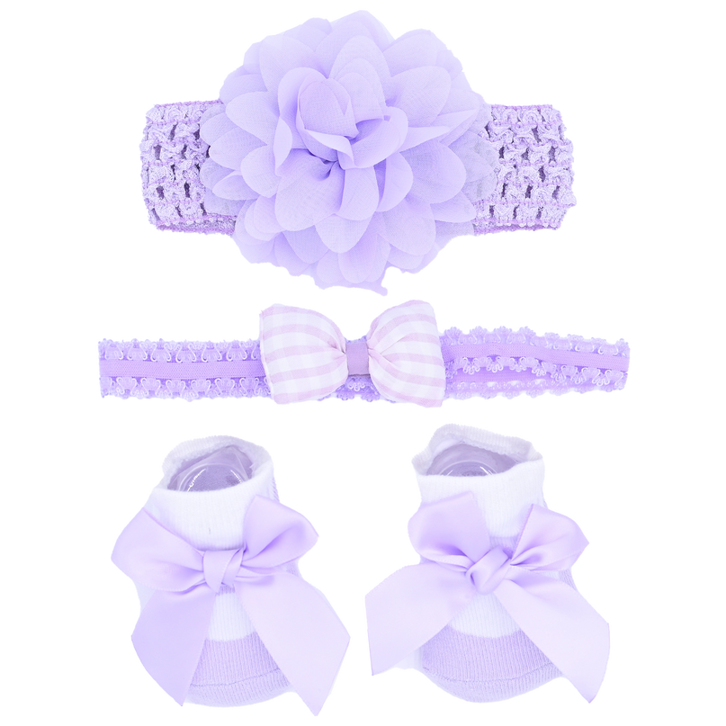 Purple Pastel Bow Flower Gift Set