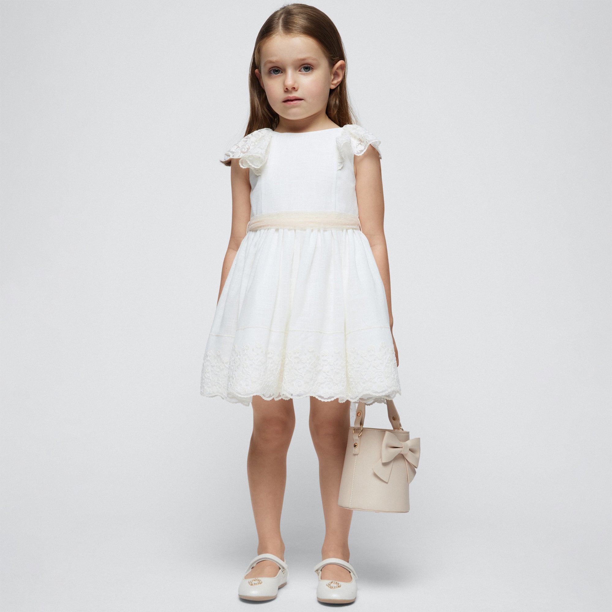 White Lace Ruffle Summer Dress