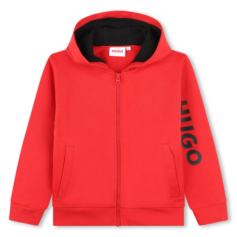 hugo-g00030-990-kb-Red Zip Up Hoodie