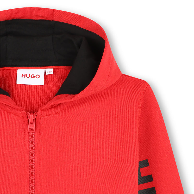 hugo-g00030-990-kb-Red Zip Up Hoodie