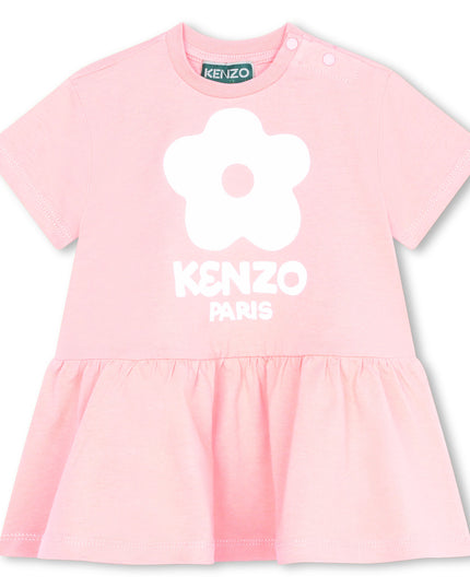 kenzo-k60115-46t-bg-Pink Cotton Dress