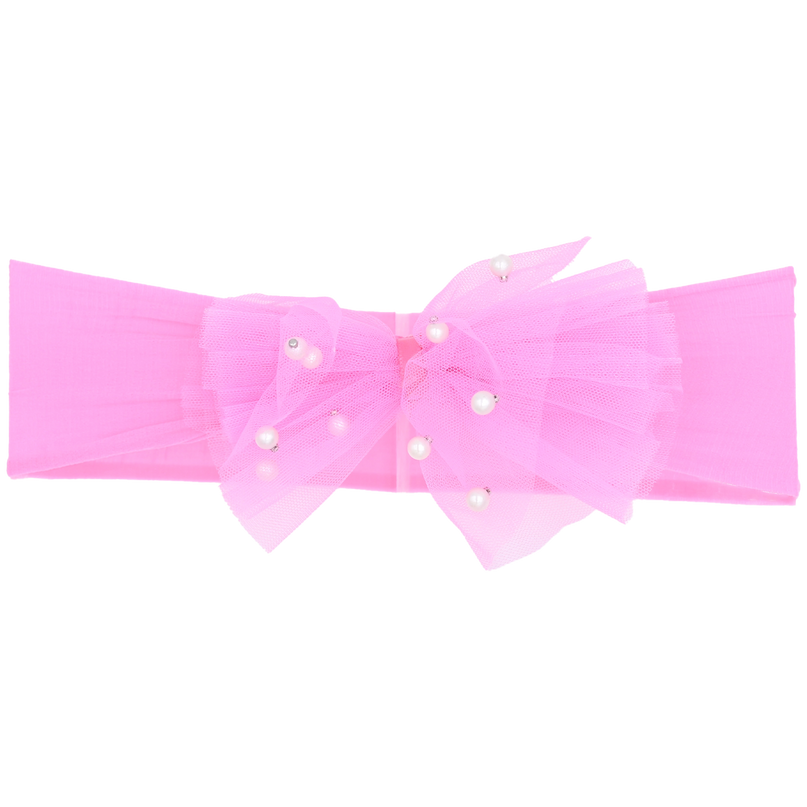 Hot Pink Tulle Pearl Ribbon Headband