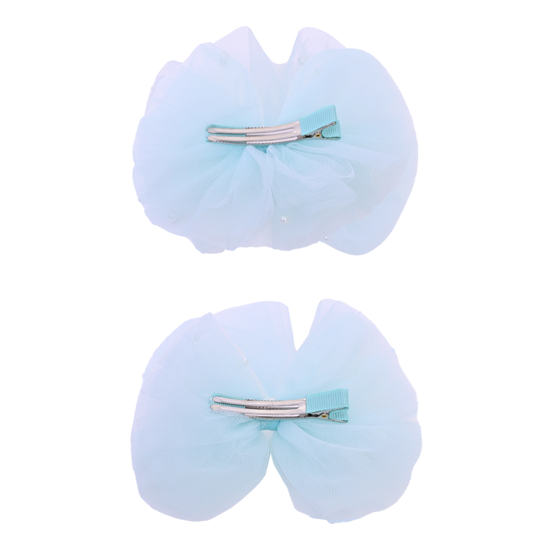 Tulle Bow Pearl Accented Hairclip Set