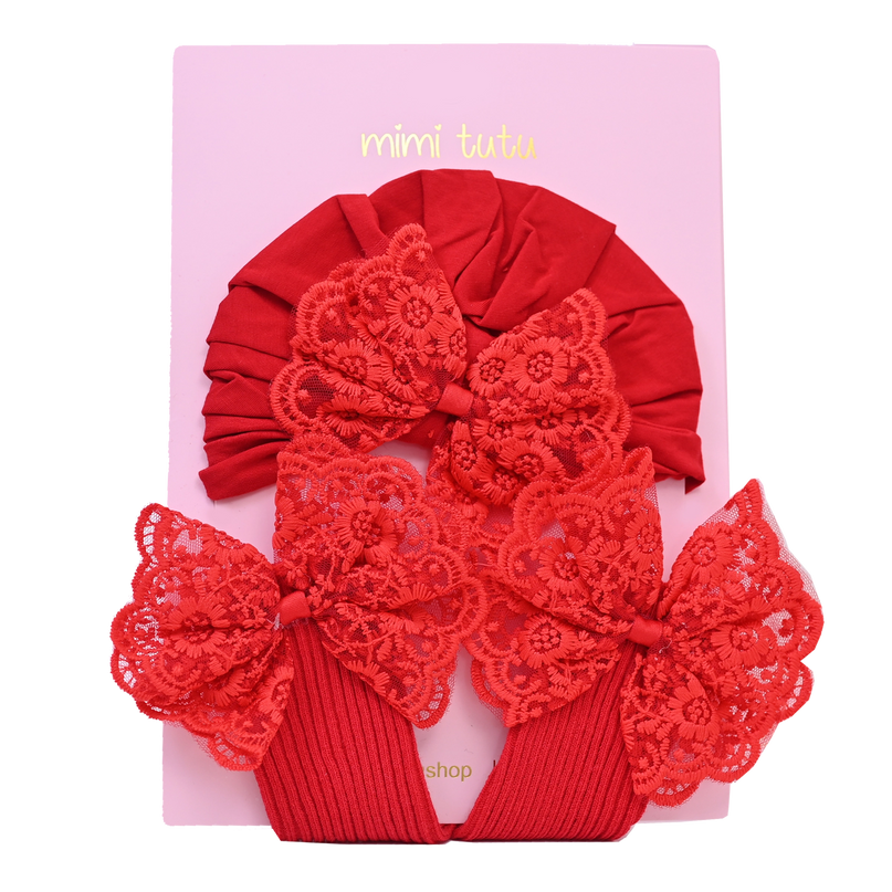 Red Lace Bow Gift Set