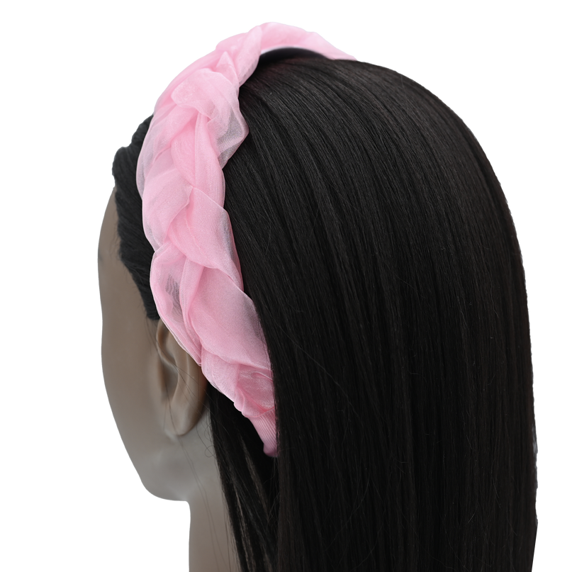 Pink Braided Tulle Headband