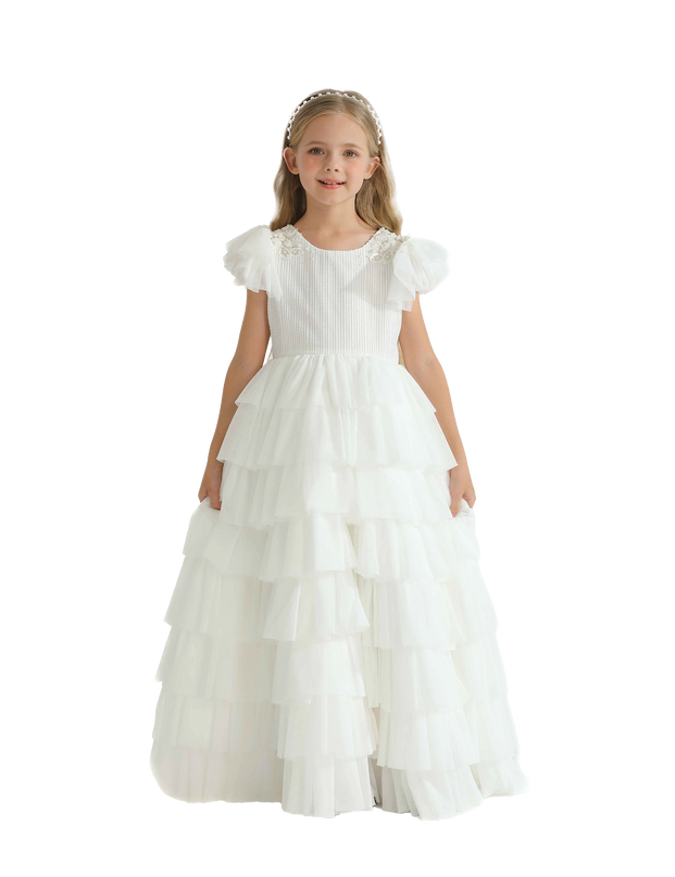 White Layered Tulle Abbyfield Dress