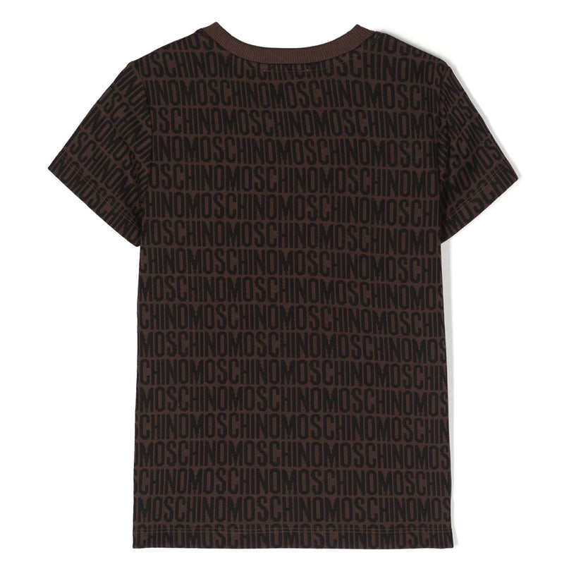 moschino-Brown All Over Logo T-Shirt-h7m03u-m0j03-86196