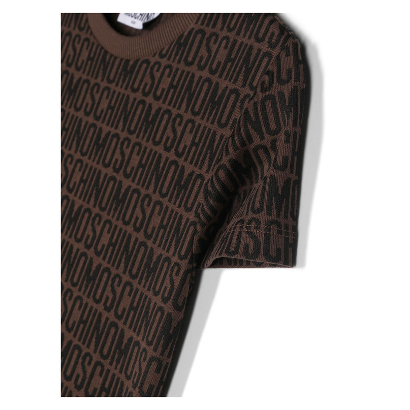 moschino-Brown All Over Logo T-Shirt-h7m03u-m0j03-86196