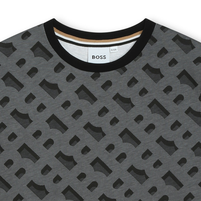 boss-j50731-09b-kb-Black Monogram Pattern T-Shirt