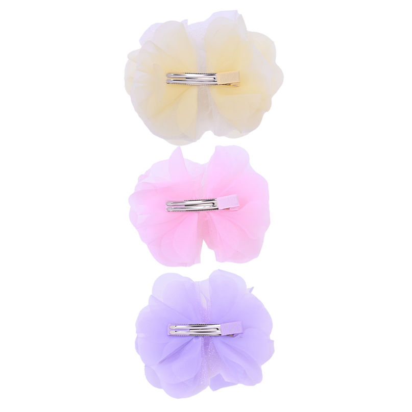 Tulle Flower Bow Hairclip Set