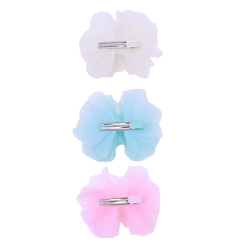 Tulle Flower Bow Hairclip Set