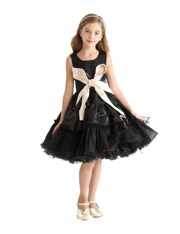 Black Sleeveless Bow Madrona Dress