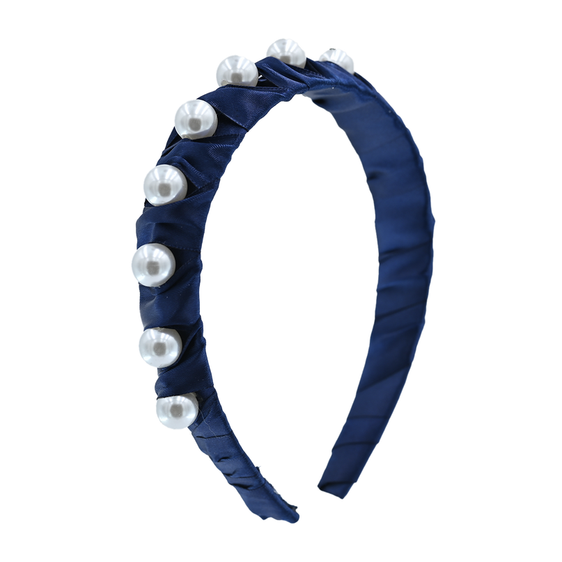 Navy Pearl Studded Headband