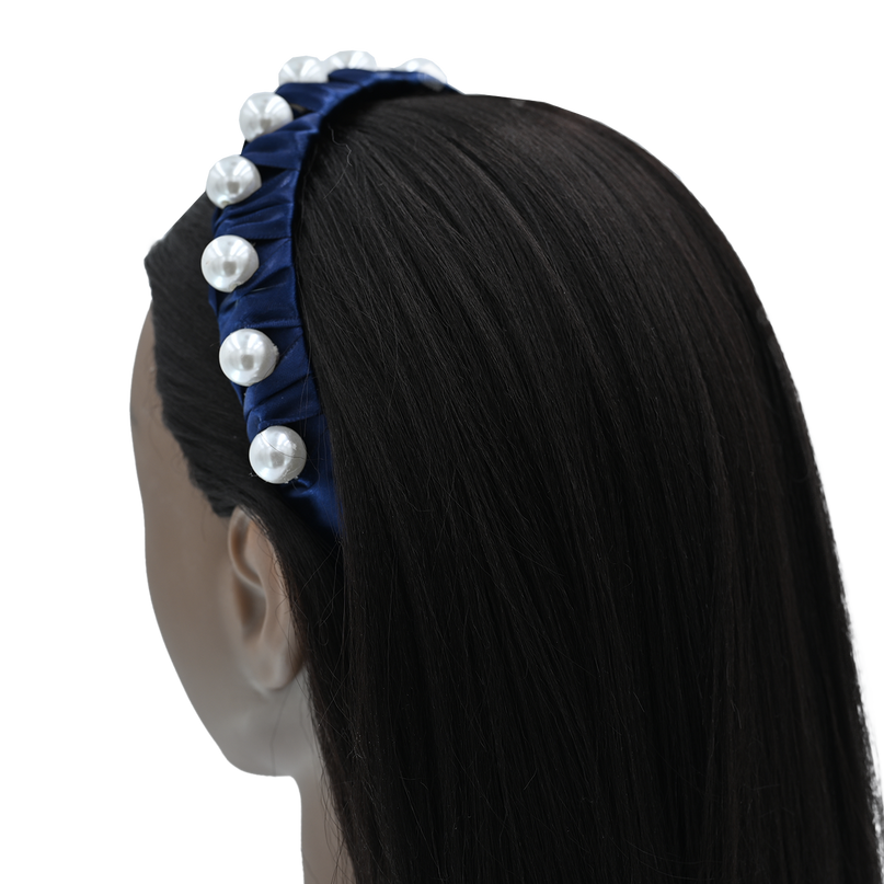 Navy Pearl Studded Headband