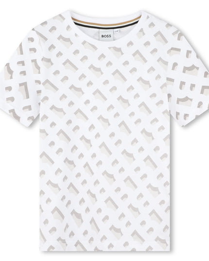 boss-j50731-10p-kb-White Monogram Pattern T-Shirt