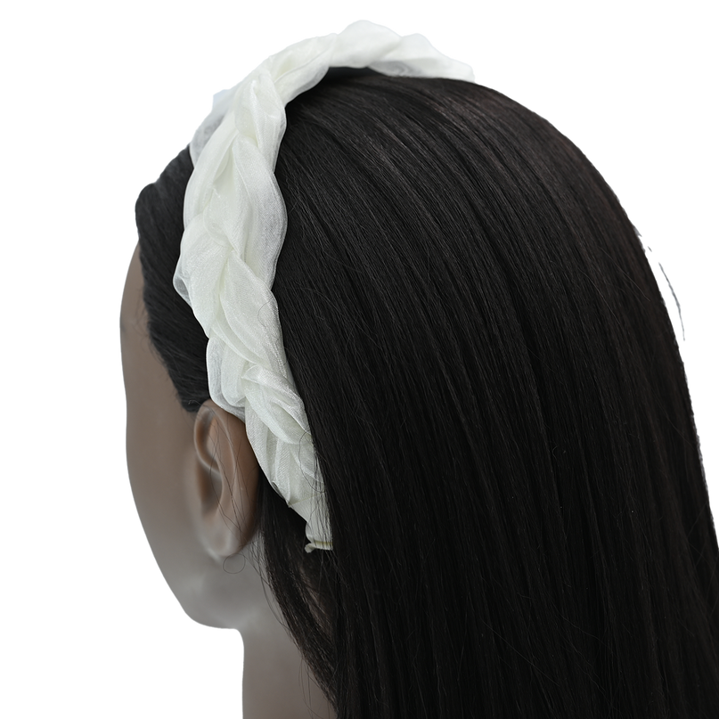 White Braided Tulle Headband