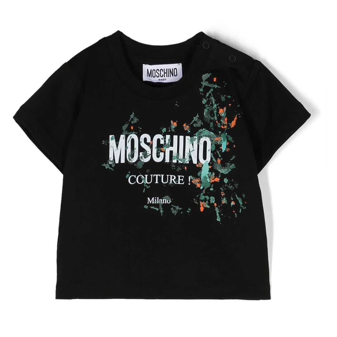 moschino-Black Logo Paint Splatter T-Shirt-m5m032-laa24-60100