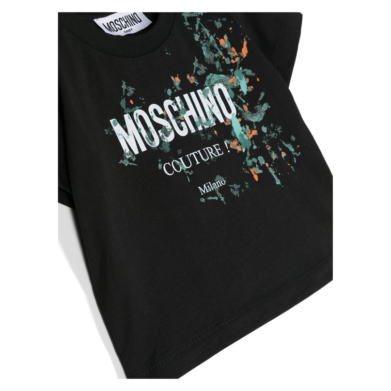 moschino-Black Logo Paint Splatter T-Shirt-m5m032-laa24-60100