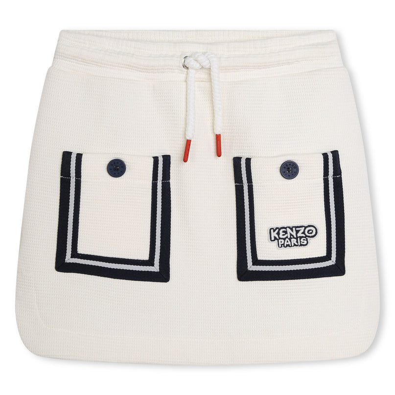 kenzo-k60191-121-kg-Ivory Cotton Skirt