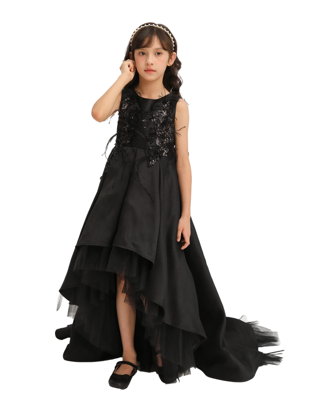 Black Accented Tea Styled Salem Dress