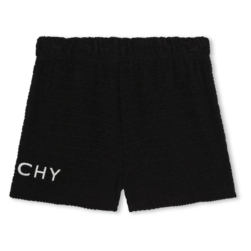 Black 4G Logo Print Terry Shorts