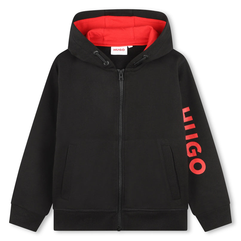 hugo-g00030-09b-kb-Black Zip Up Hoodie