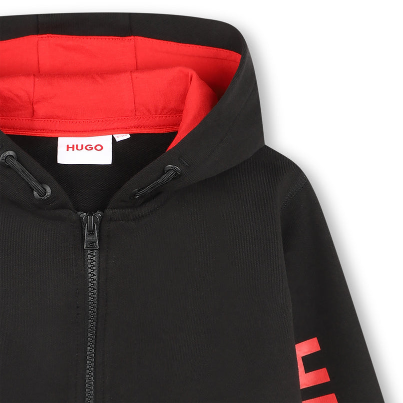 hugo-g00030-09b-kb-Black Zip Up Hoodie