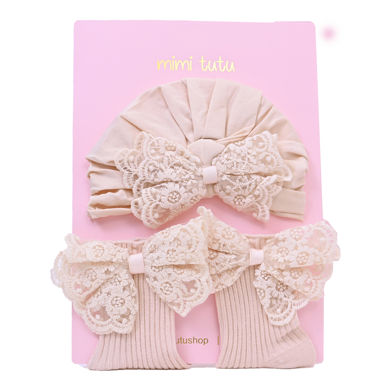 Beige Lace Bow Gift Set