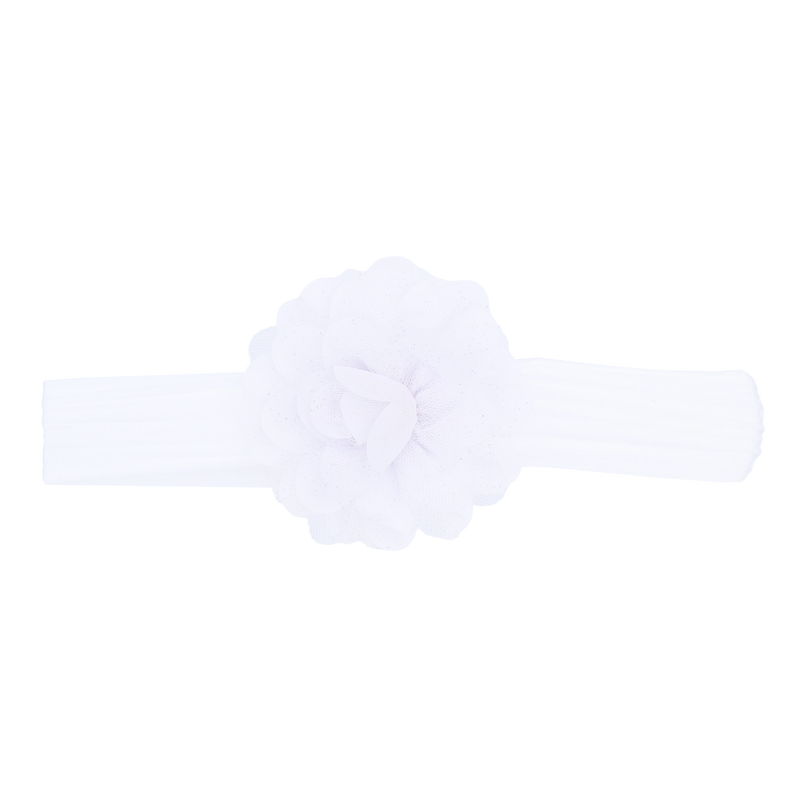 White Glistening Flower Headband