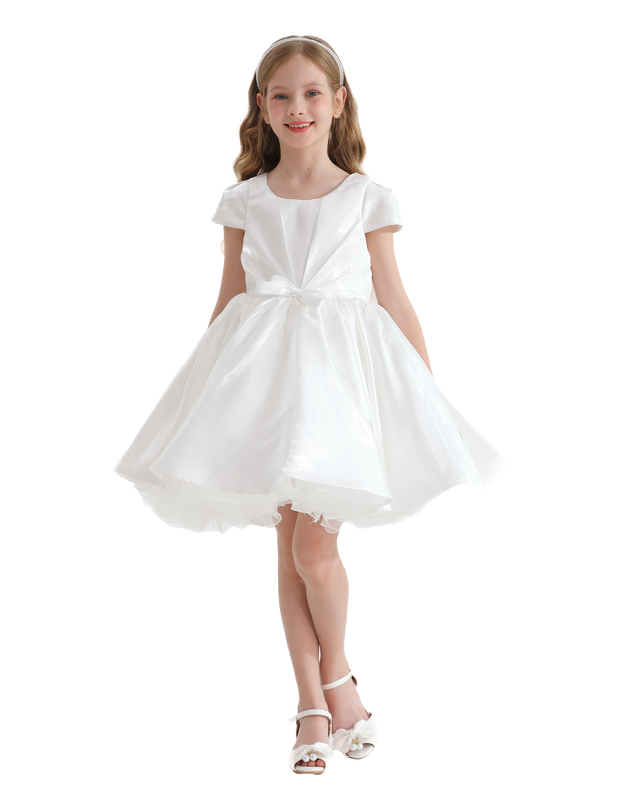 White Bow Short Solera Dress