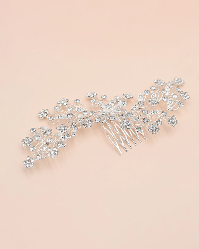 Crystal Rhinestone Botanical Hair Comb