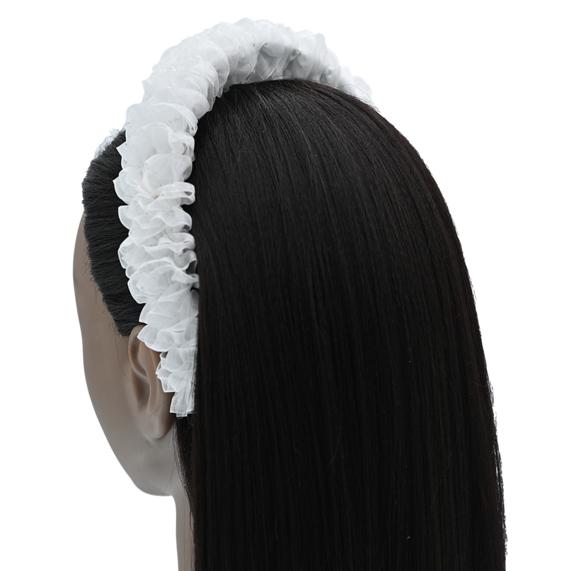 Mimi Tutu-MTHB52005-White-Tulle Ruffle  Headband