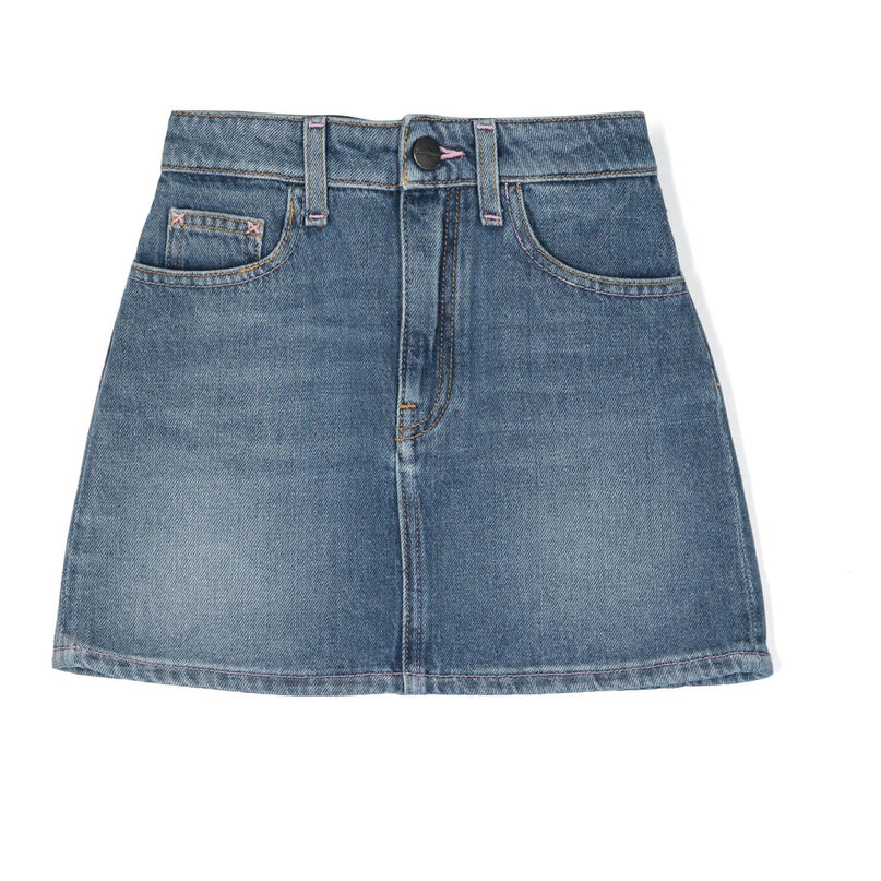 palm-angels-pgyf001s24den0014534-Blue Overlogo Denim Skirt