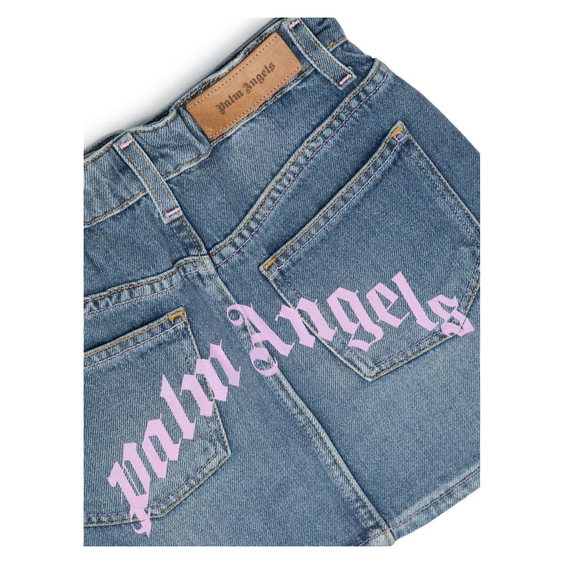 palm-angels-pgyf001s24den0014534-Blue Overlogo Denim Skirt