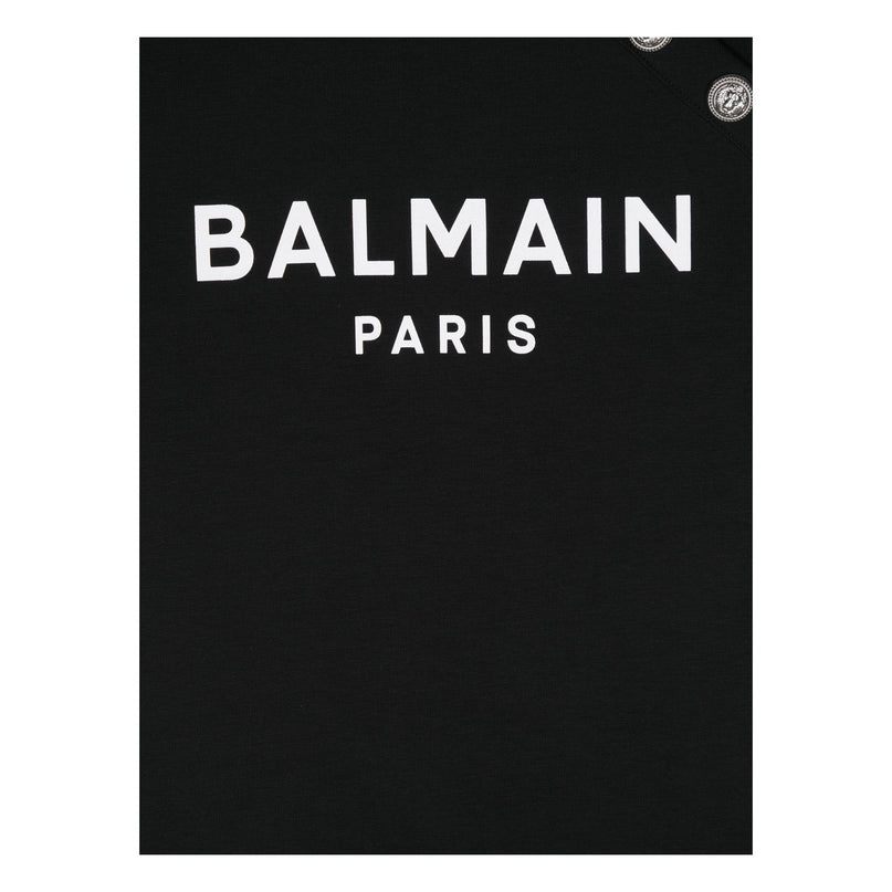 Balmain-Logo with Side Button T-Shirt-BV8Q71-Z2389-930BC-Black