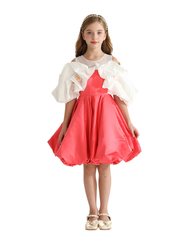 Red Silhouette White Sleeve Isadora Dress