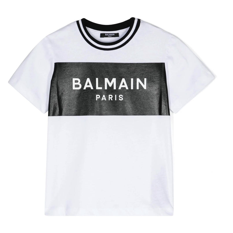 Balmain-Block Logo T-Shirt-BV8Q91-Z0082-100NE-White