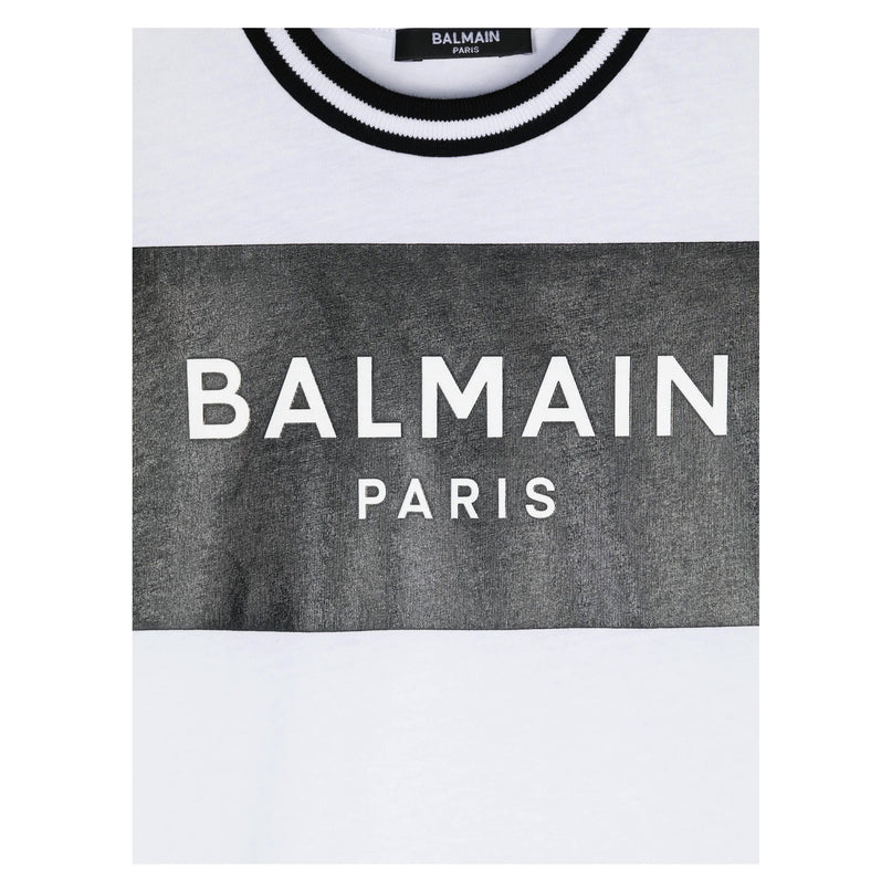 Balmain-Block Logo T-Shirt-BV8Q91-Z0082-100NE-White