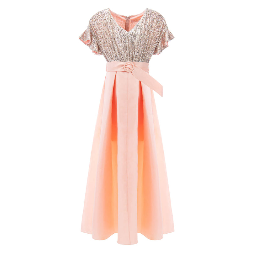 Peach Arcola Glimmer Tulle Gown