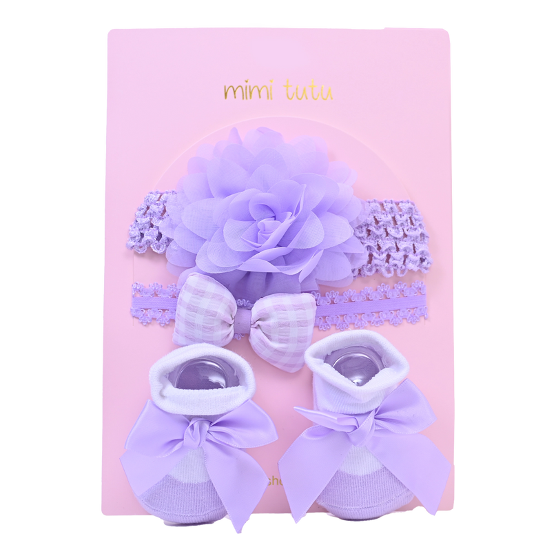 Purple Pastel Bow Flower Gift Set