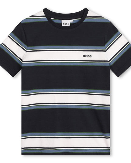 boss-j50721-v98-kb-Blue Cotton Striped T-Shirt