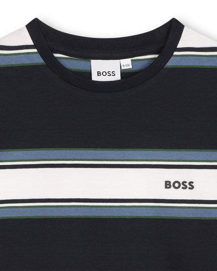 boss-j50721-v98-kb-Blue Cotton Striped T-Shirt