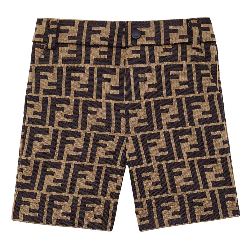 Brown Allover Print Shorts