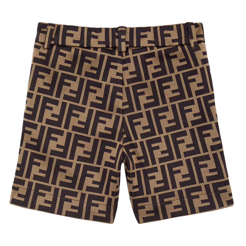 Brown Allover Print Shorts