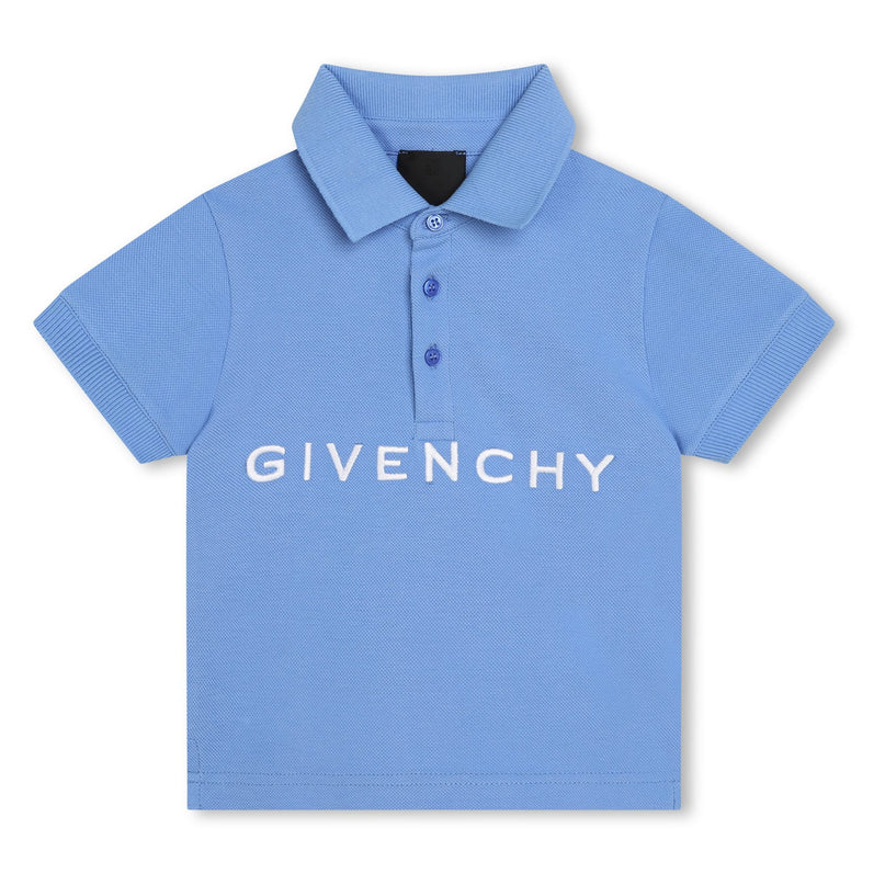 Blue Cotton Polo Shirt